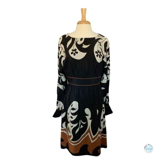 NWT Tibi Silk Abstract Print Black Dress Size 12 - Picture 1 of 7